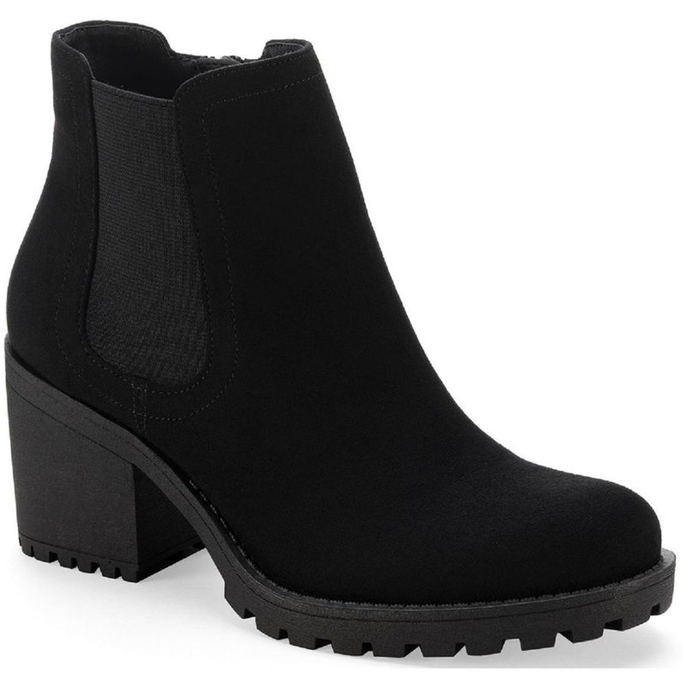 Sun + Stone Womens Morghanf Black Faux Suede Cold Weather Heels Boots NWOB
